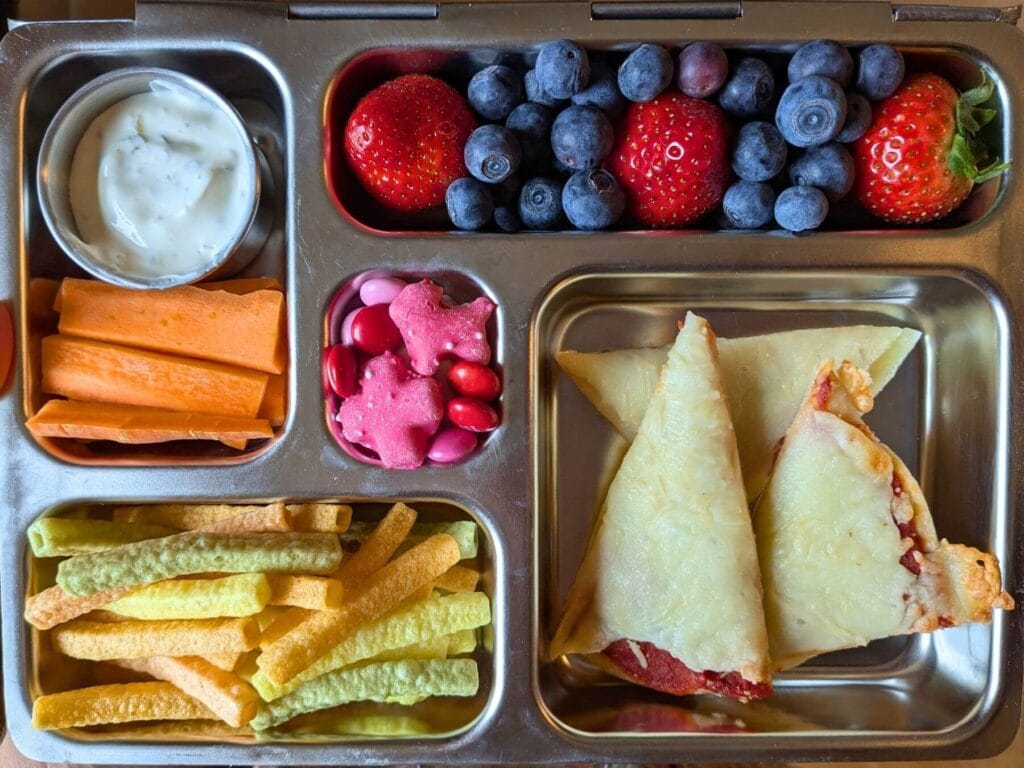 realistic school lunch example for elementary kids