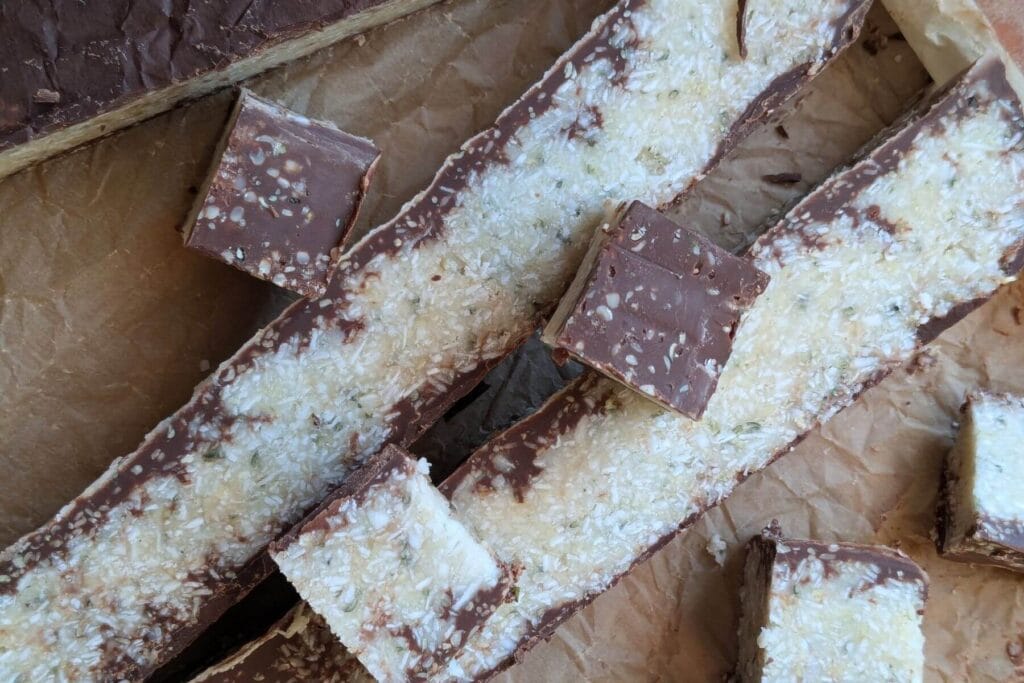 long bars and short cut cubes of refined sugar free chocolate bars
