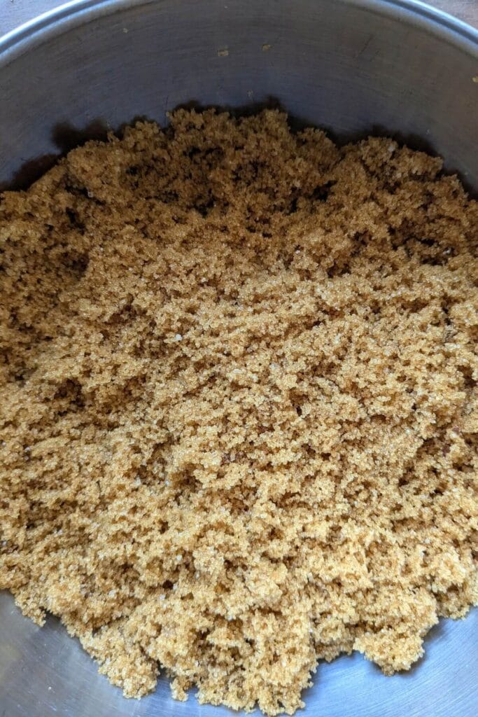 Homemade light brown sugar made with granulated sugar and molasses.