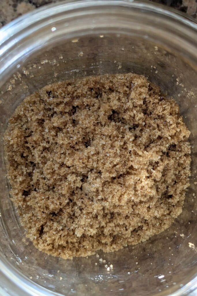 Homemade dark brown sugar made with granulated sugar and extra molasses.