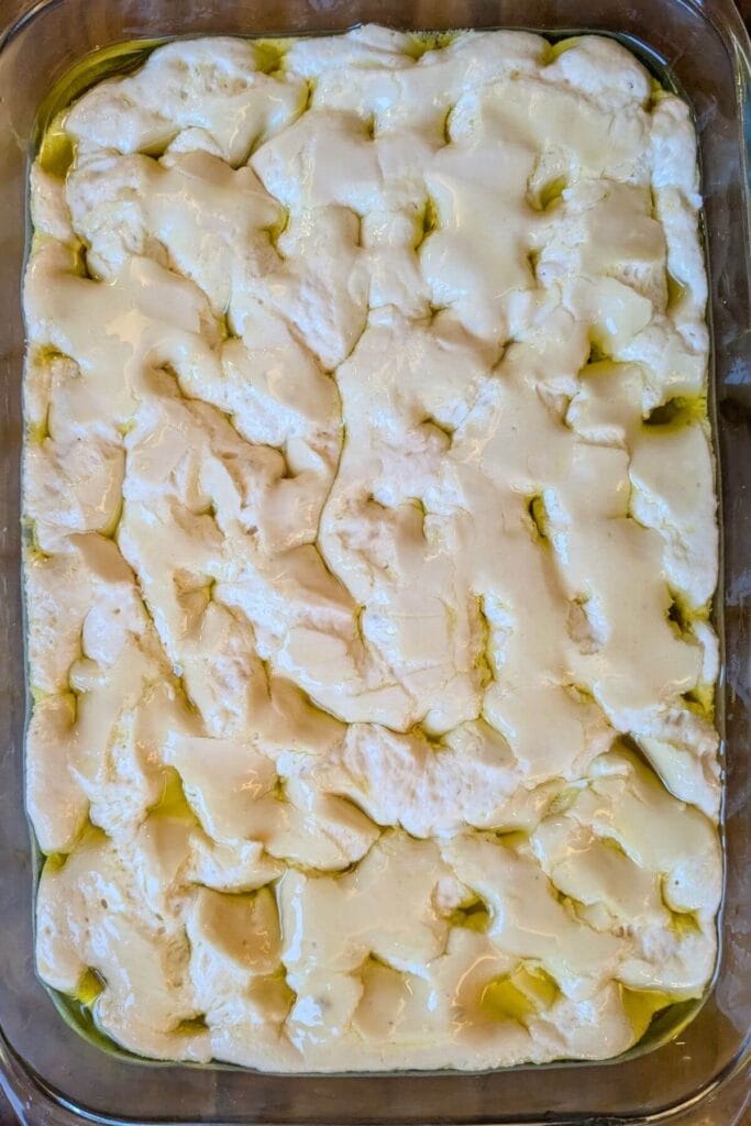 Dimple the sourdough with your fingers before baking, if desired.