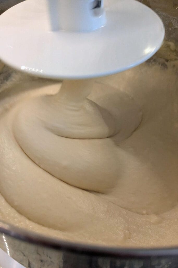 This easy bread dough is getting mixed up.