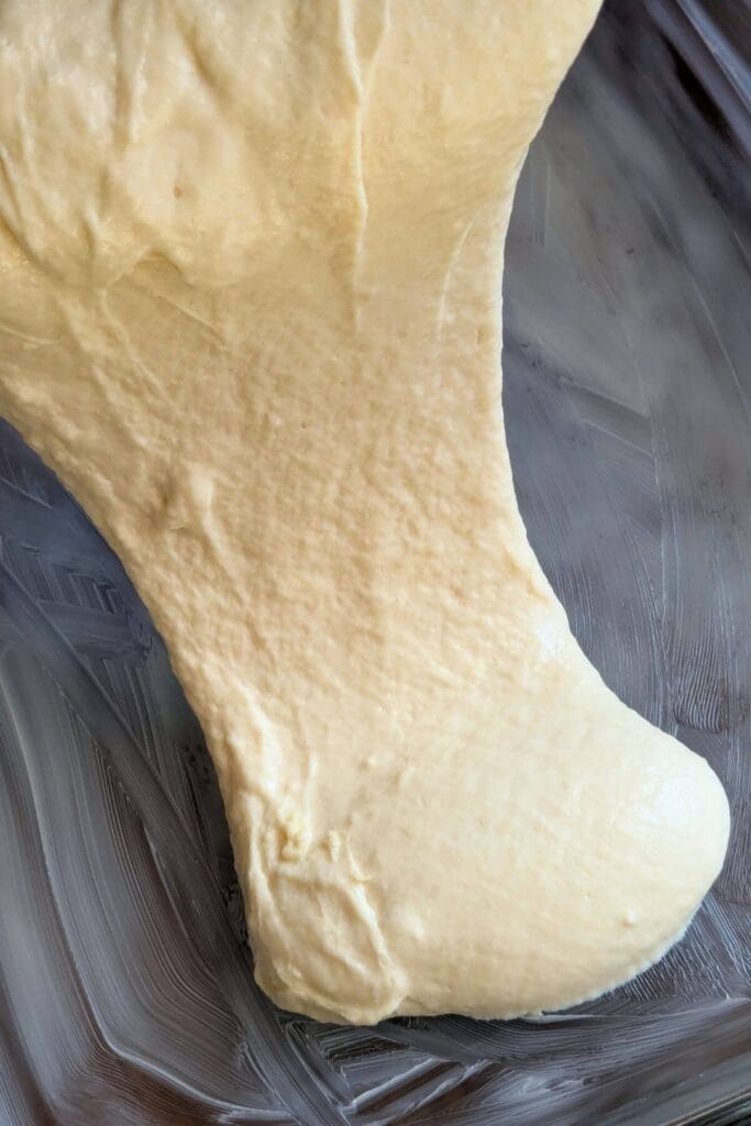 pour in the dough