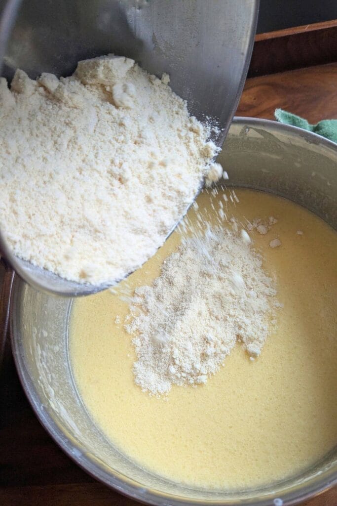 Almond flour and coconut flour used to make nourishing sourdough waffles